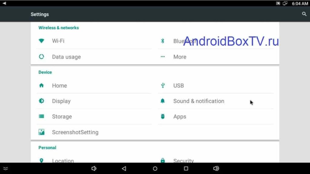 Смена языка Android Box выбираем русский приставка андроид Бокс