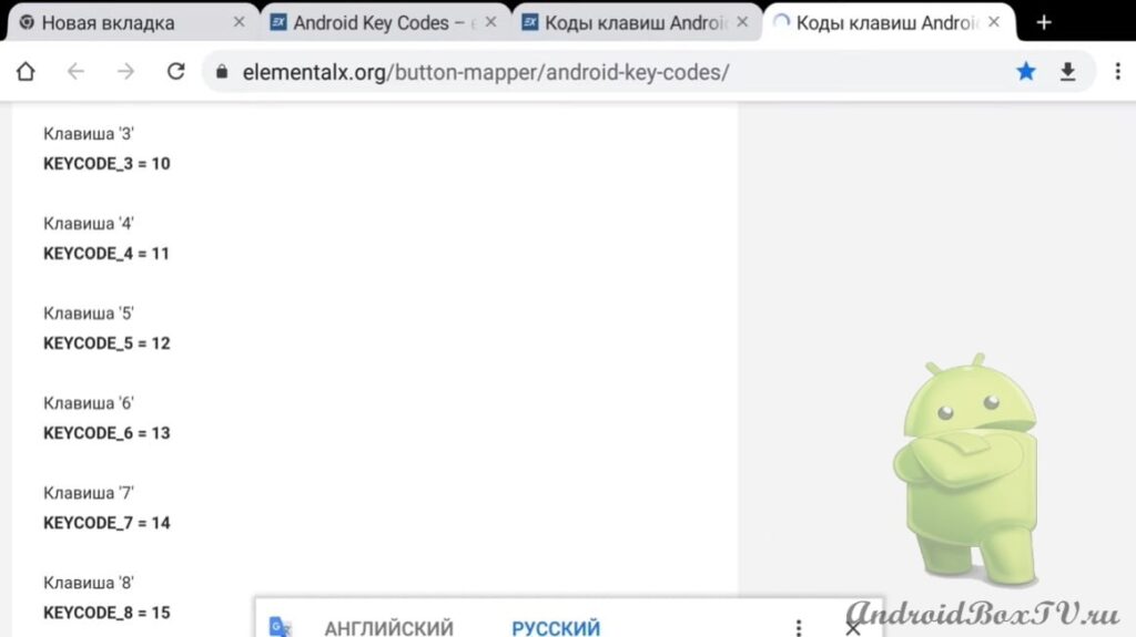 скриншот экрана открытого сайта с ключевыми кодами 
